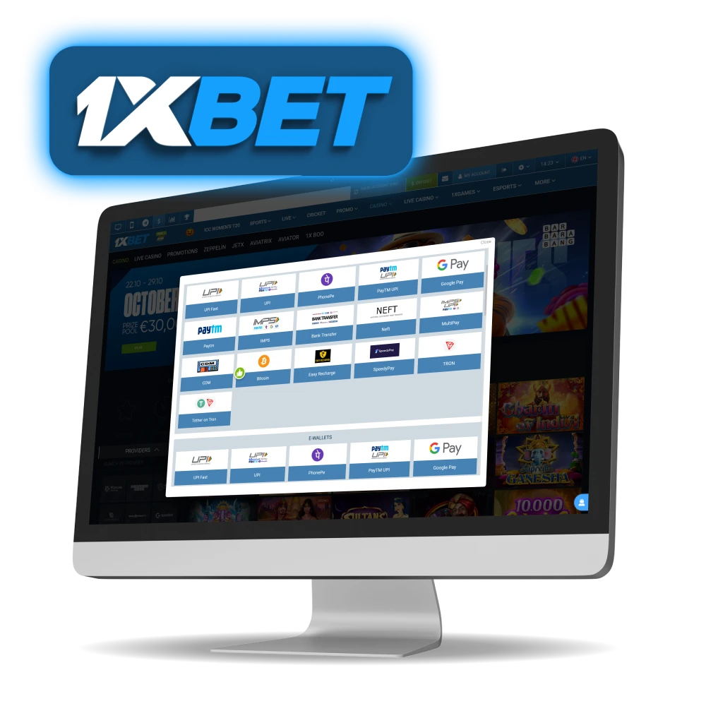 1xBet users can choose a preferred payment system to easily deposit their account.