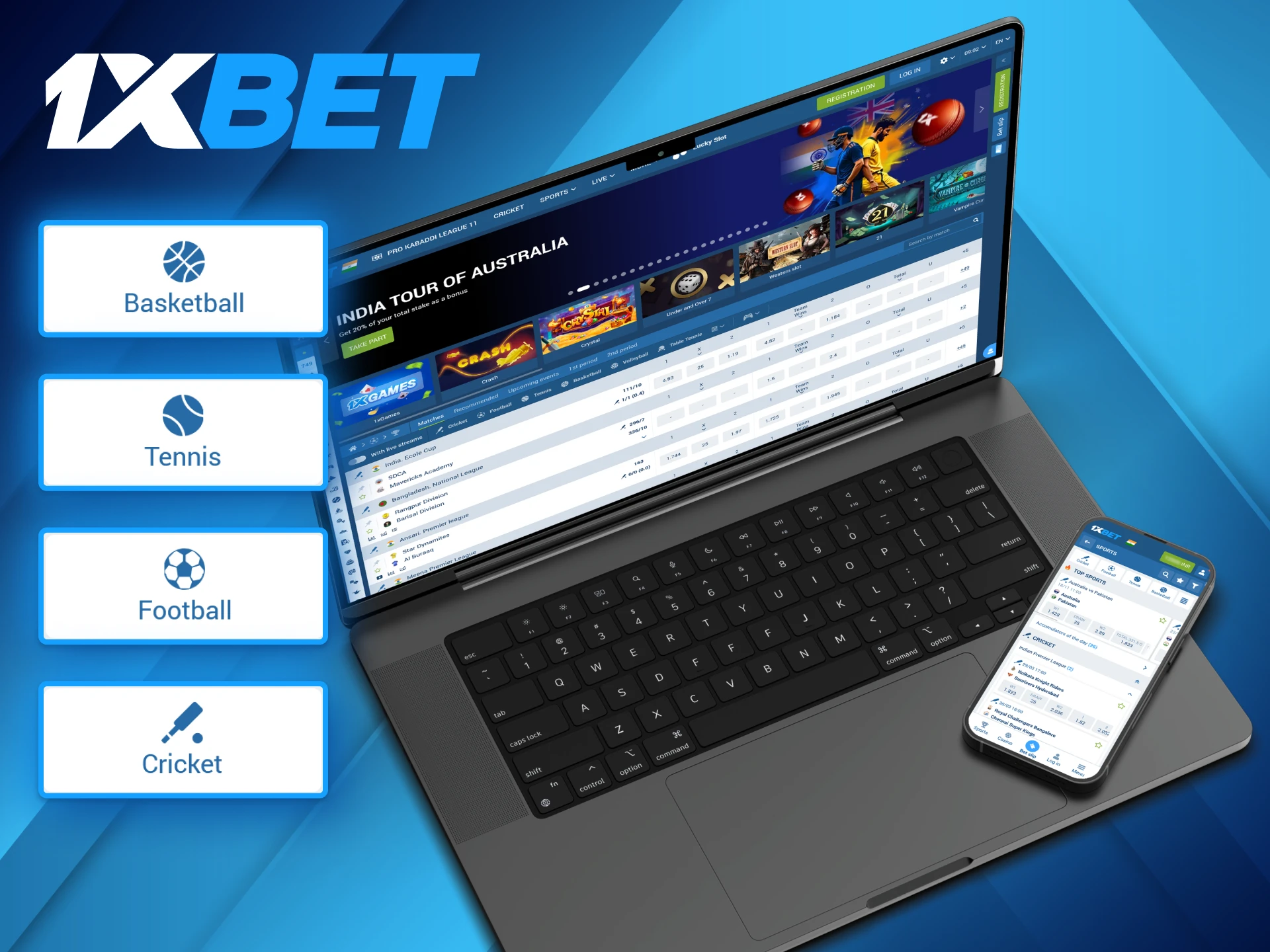 1xBet's Sports section features over 3,000 daily events, allowing bettors to wager on a wide range of popular sports.