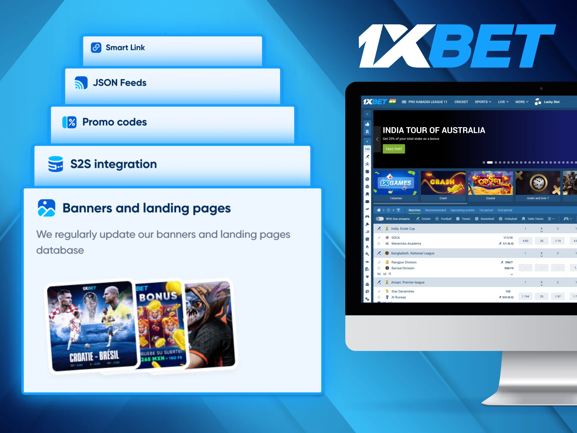 Various marketing tools are available for 1xBet affiliates to help them refer clients.