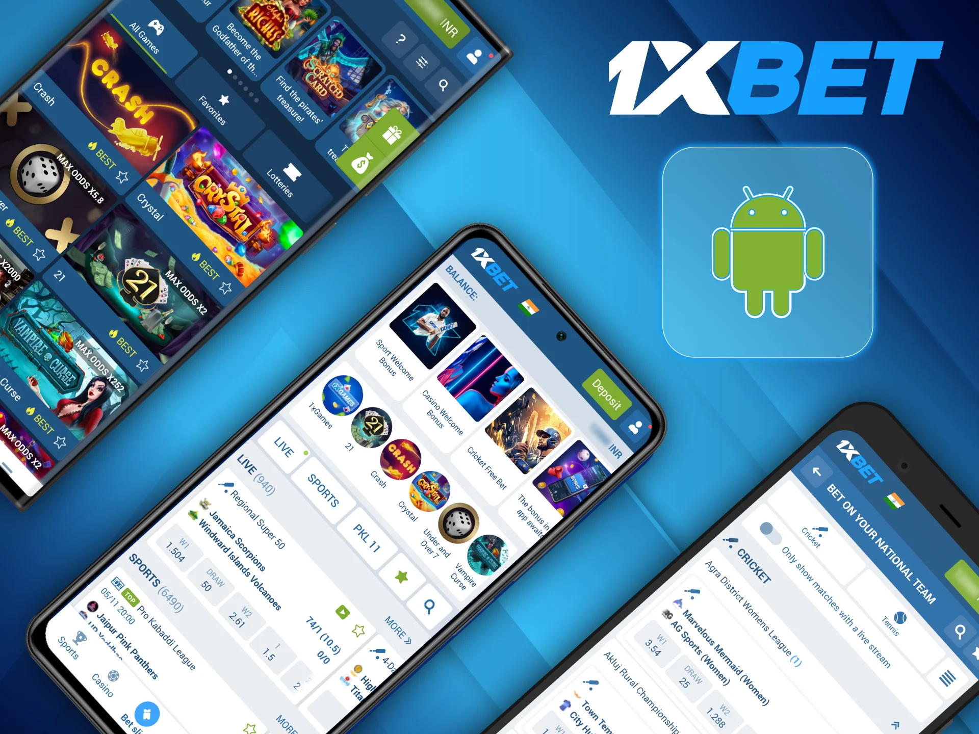 The 1xBet mobile application can be used on most of the popular Android phones.