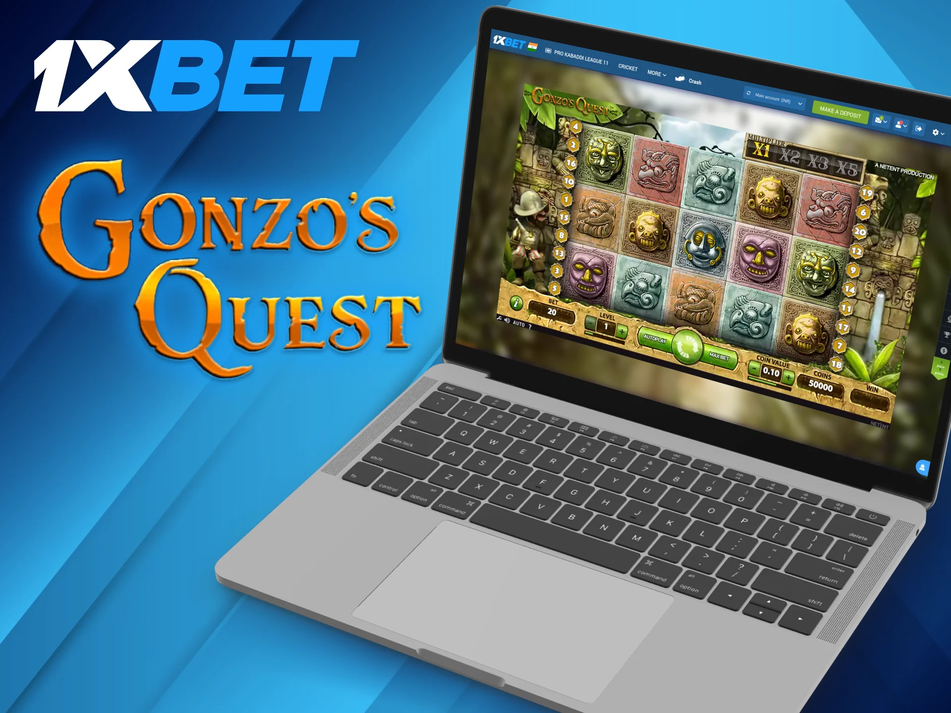 Potential multiple wins available for 1xBet players at Gonzo’s Quest game.