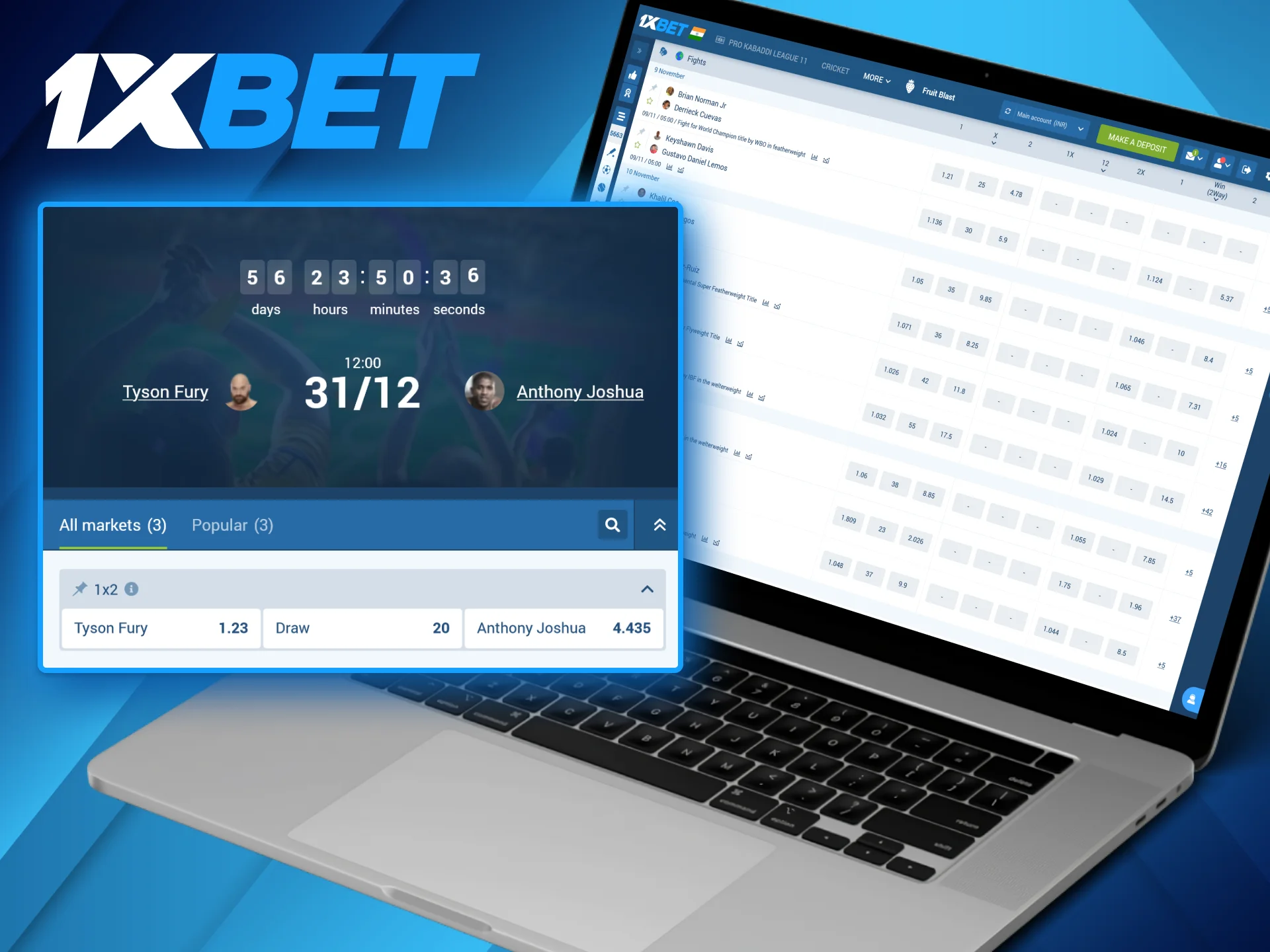 1xBet boxing betting section