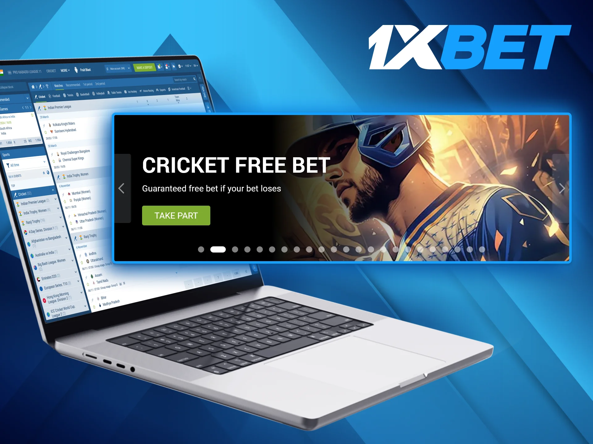 1xBet cricket betting section