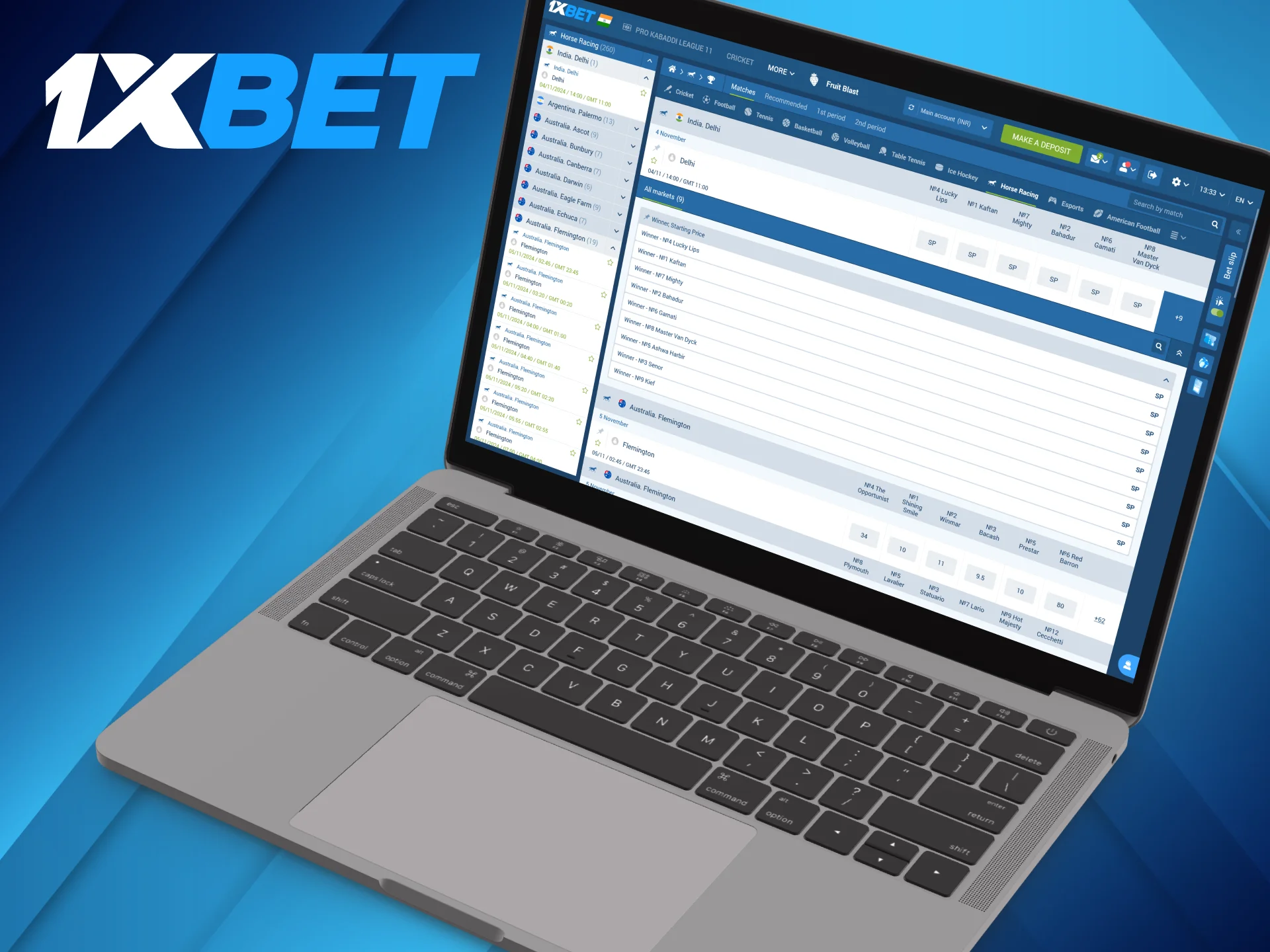 1xBet horse racing betting section