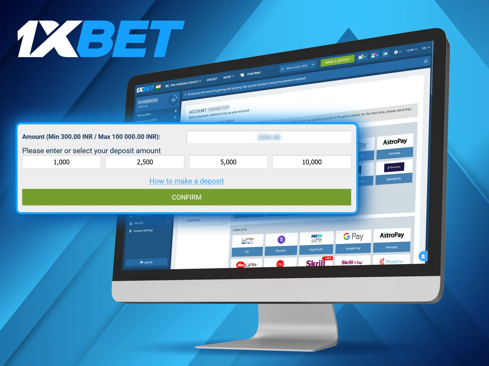 How to deposit money to 1xBet