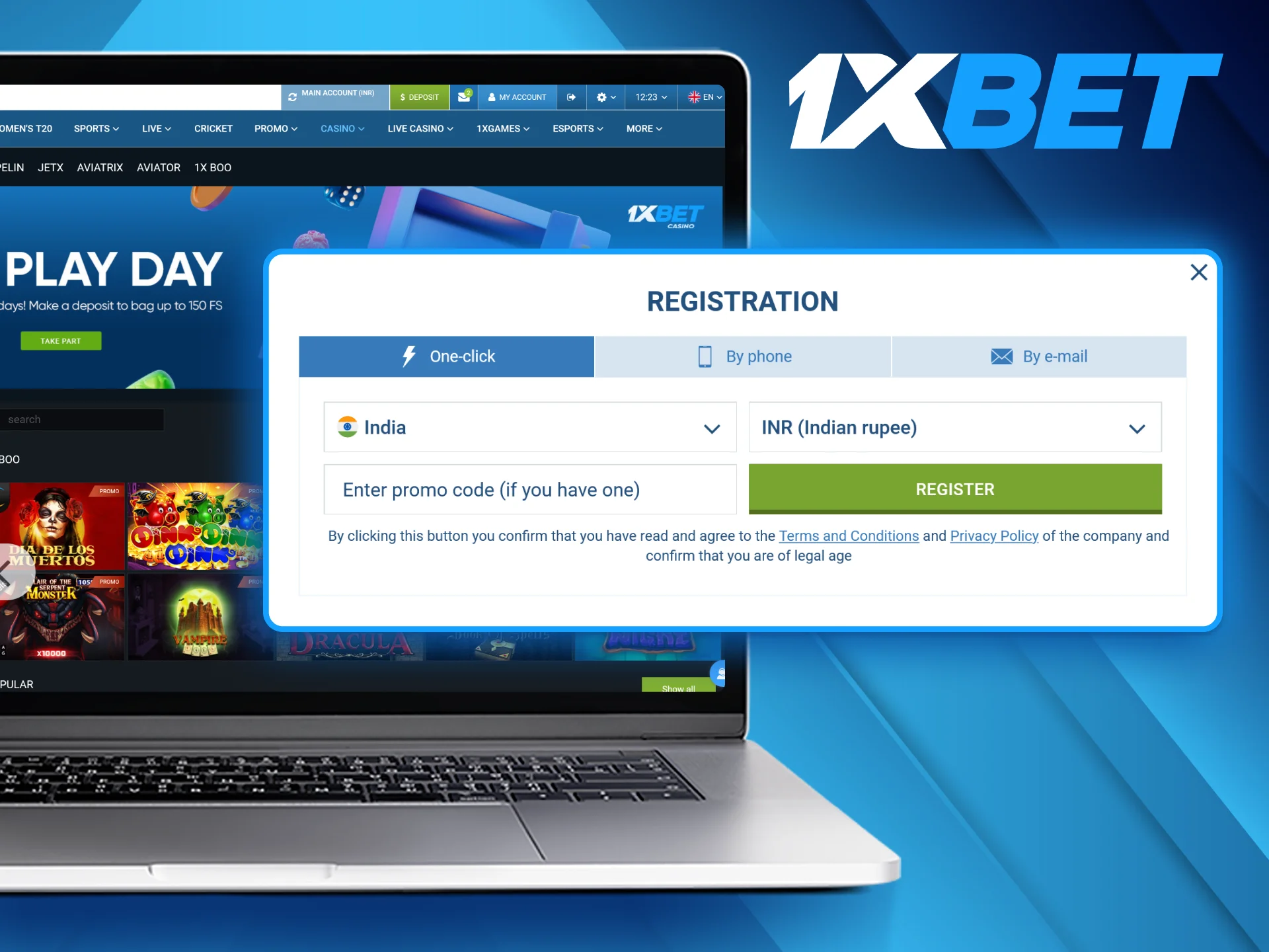 How to start playing at 1xBet