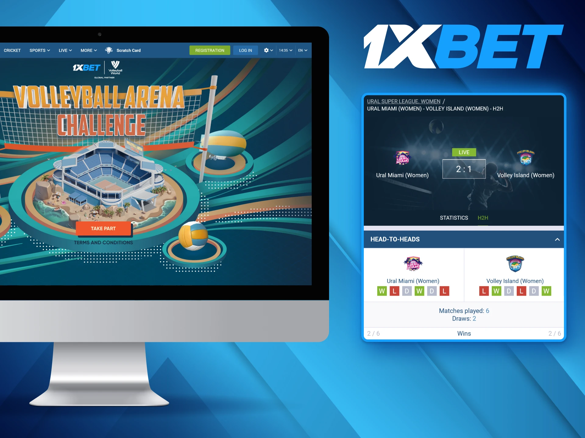 1xBet is a great platform for volleyball betting with live results, statistics, and the Volleyball World partnership.