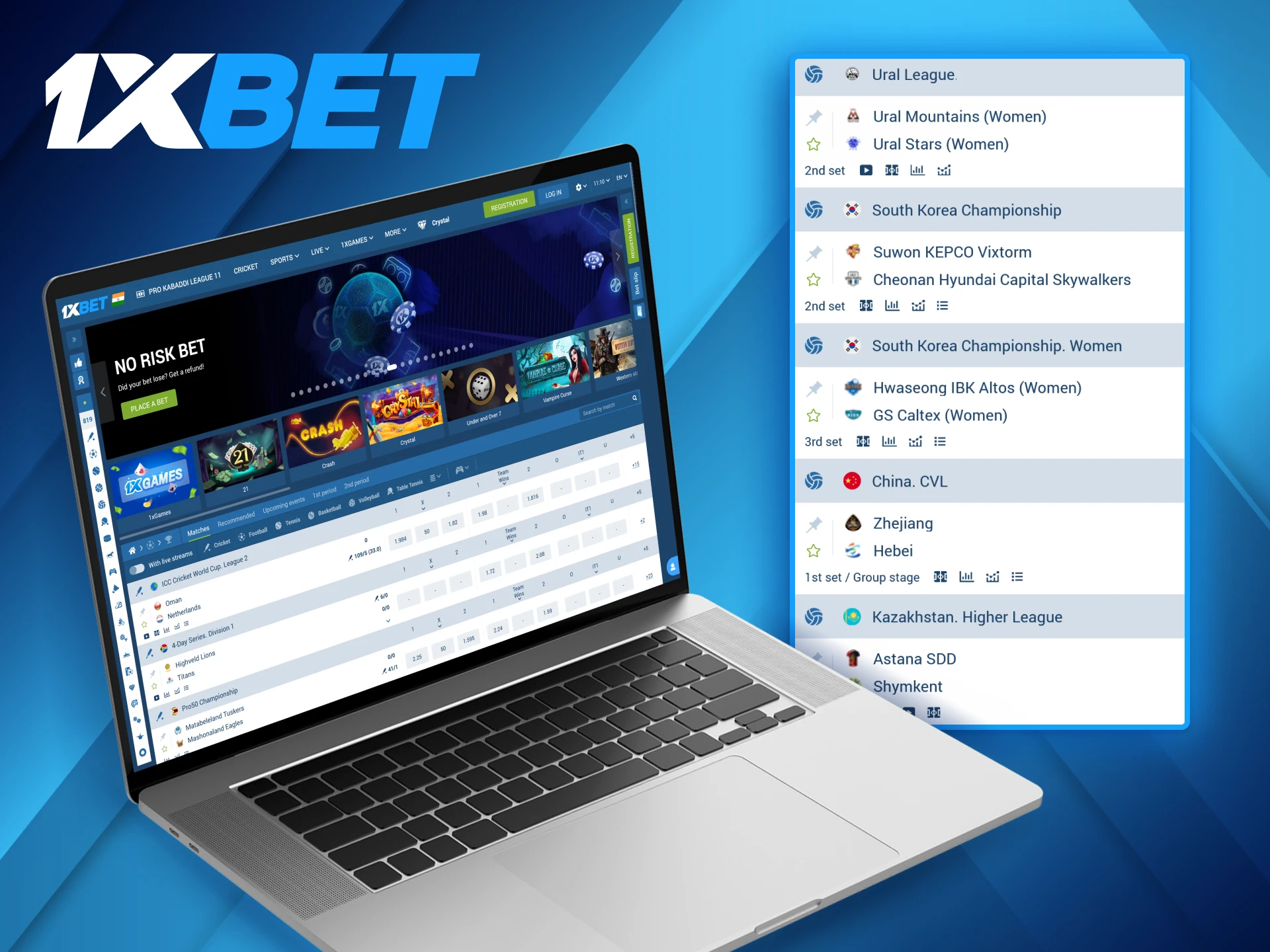 The 1xBet platform offers betting options on numerous popular volleyball leagues and tournaments.