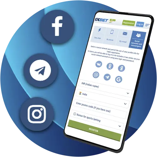 Quick registration at 1xBet is always available thanks to social media.