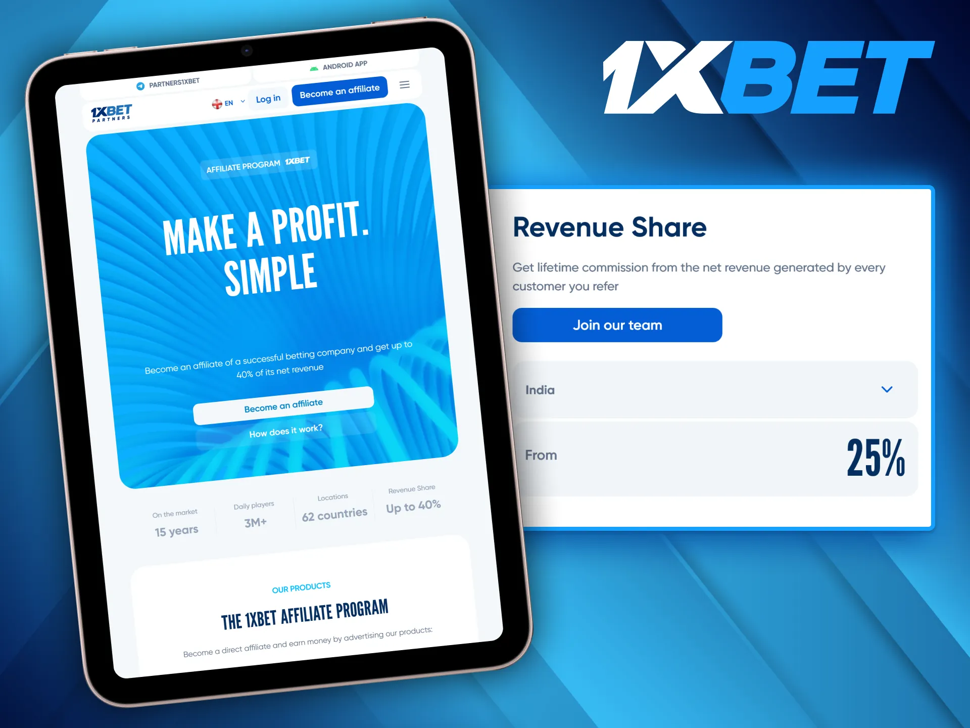 The 1xBet affiliate program provides a chance to generate passive income.