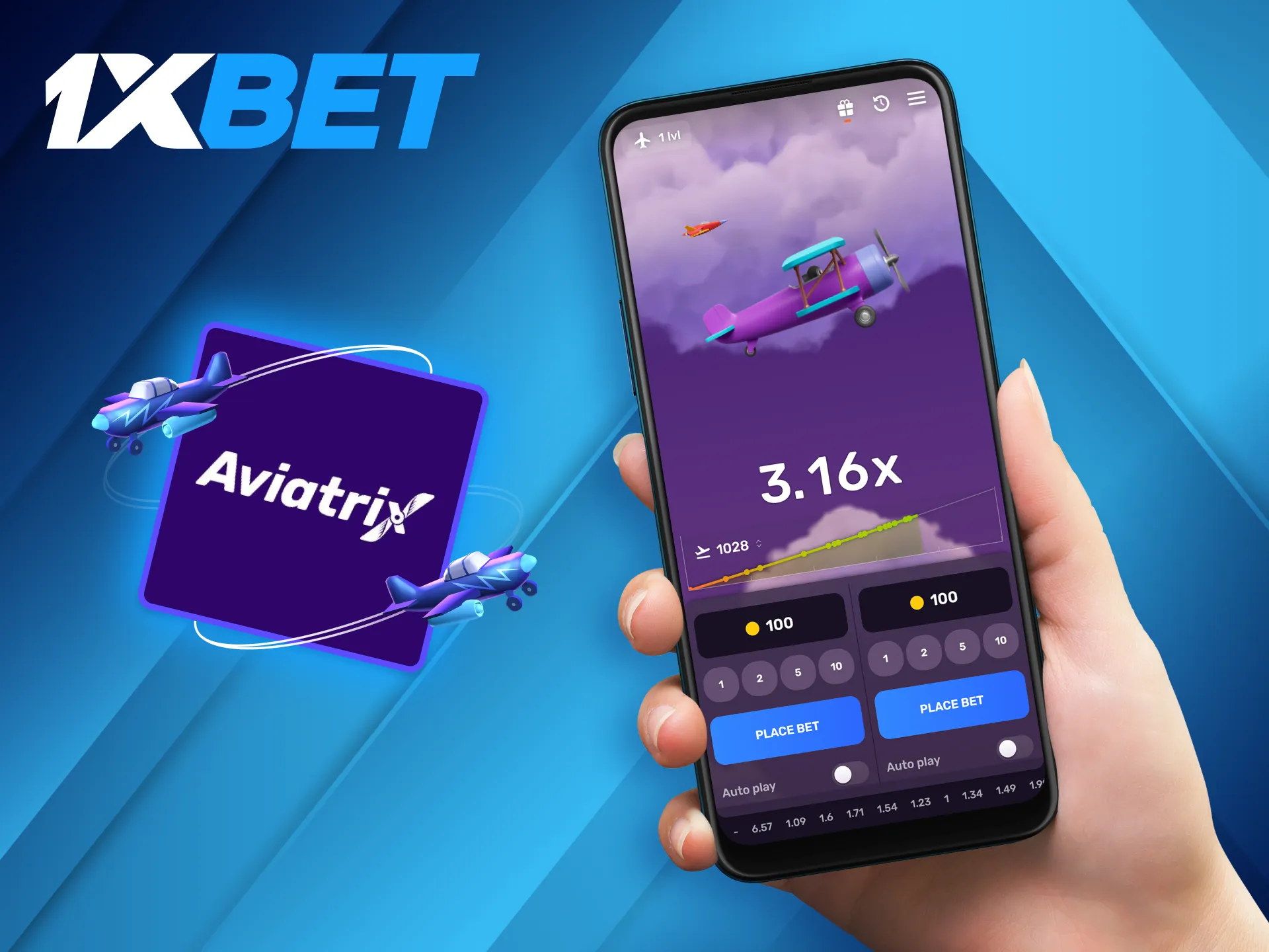 Experience the excitement of the AviatriX game at 1xBet.