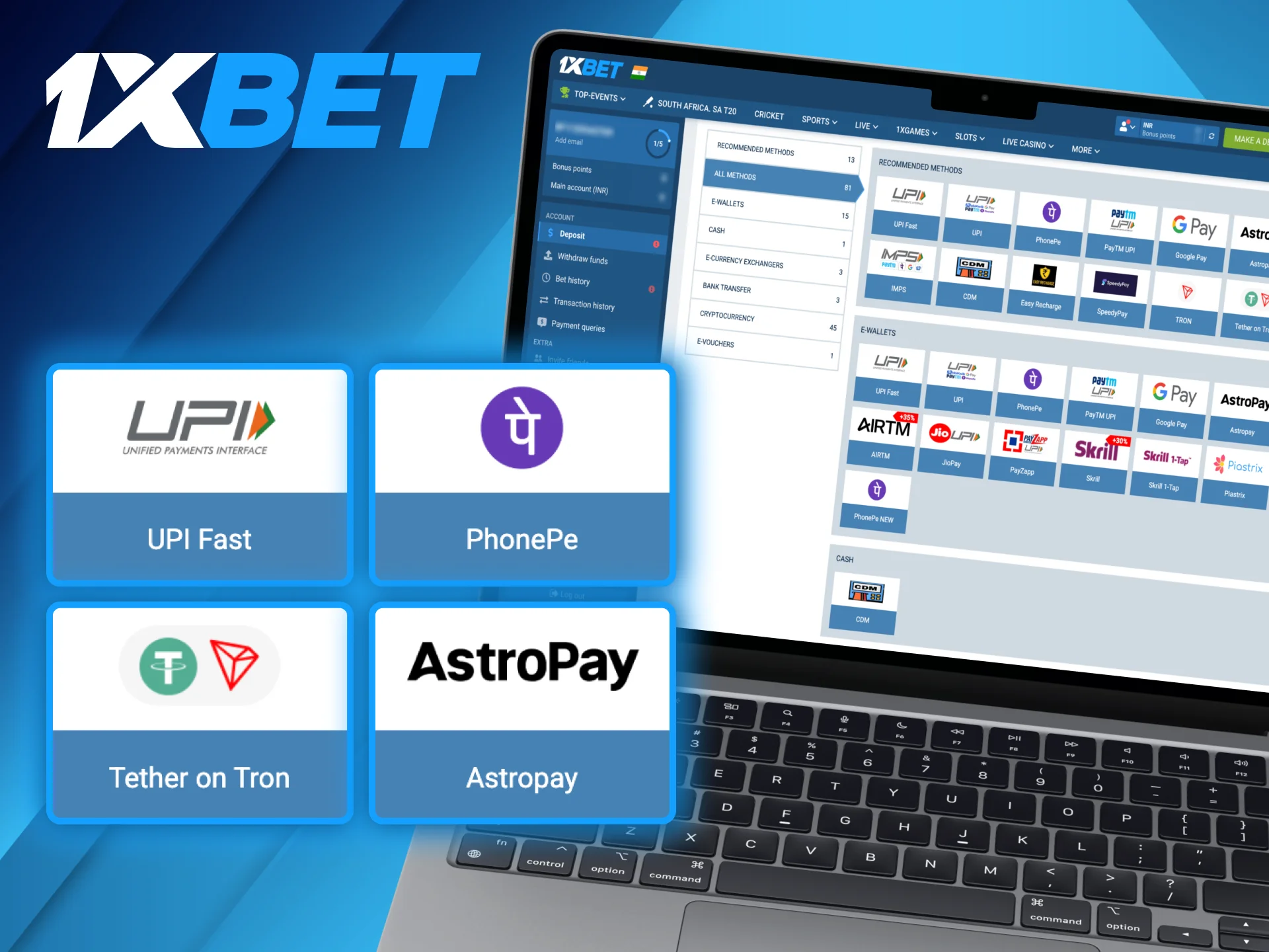 1xBet platform offers convenient payment methods.