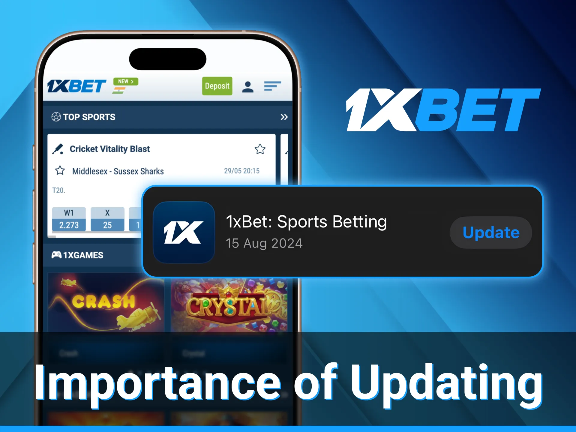 Install new versions of 1xBet app on your device.