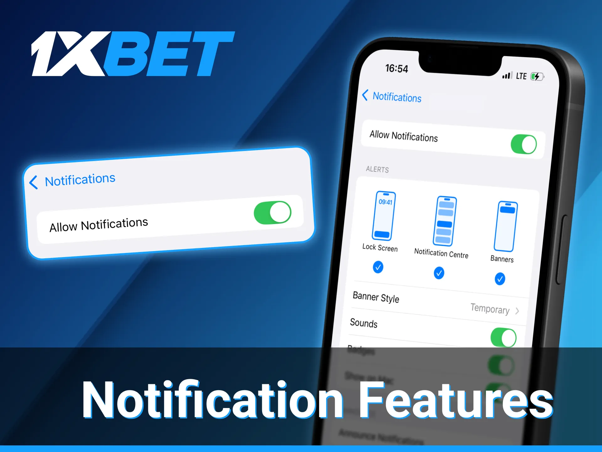 The notifications feature is available in 1xBet app.
