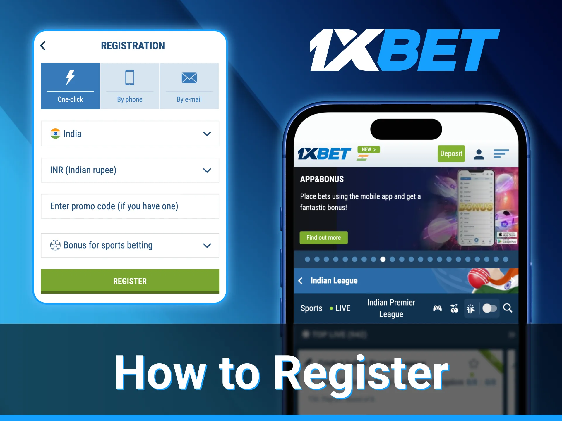Creating the 1xBet account via the mobile application is easy and only takes a few steps.