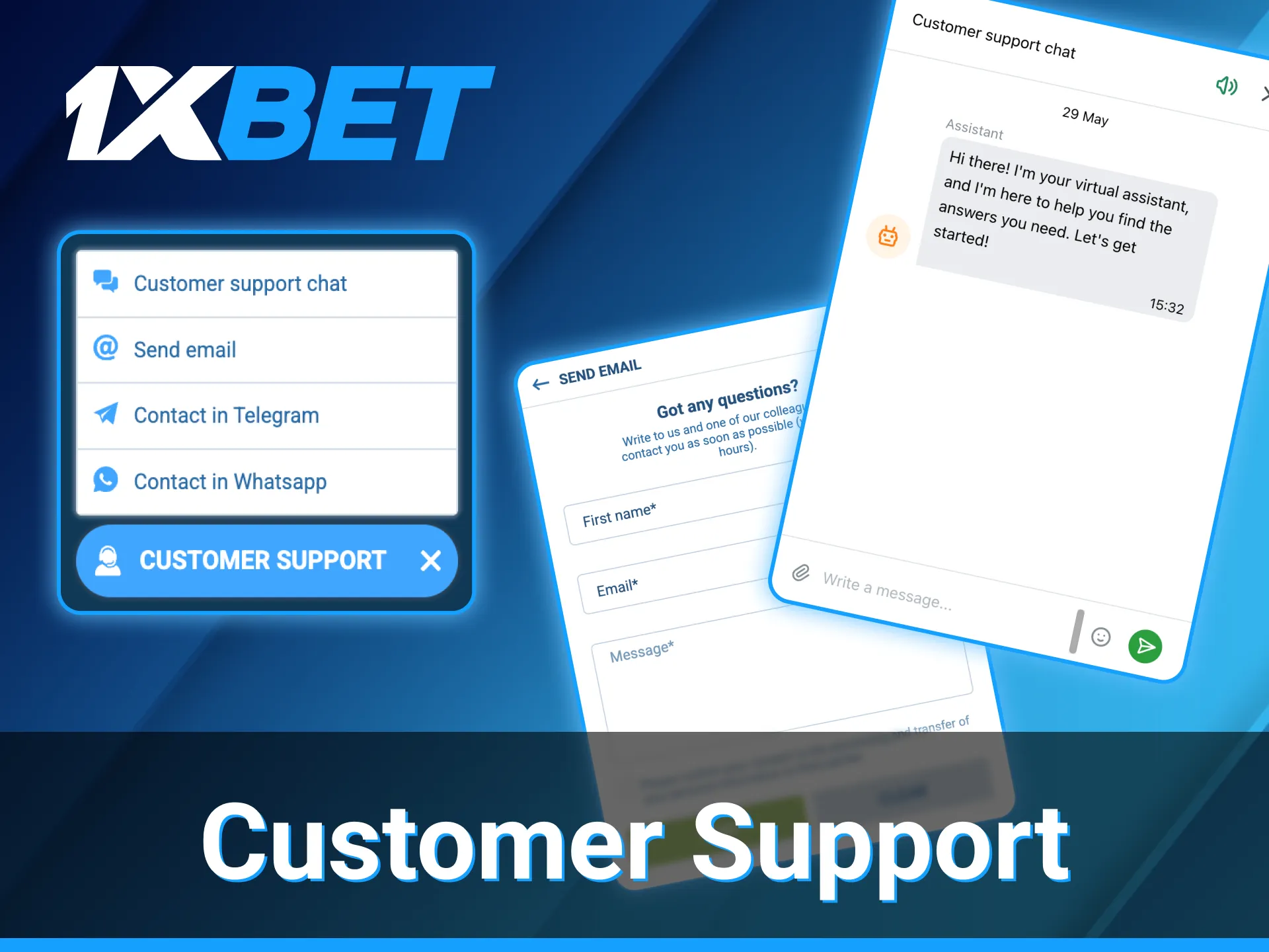 You can get help of 1xBet technical support specialists.