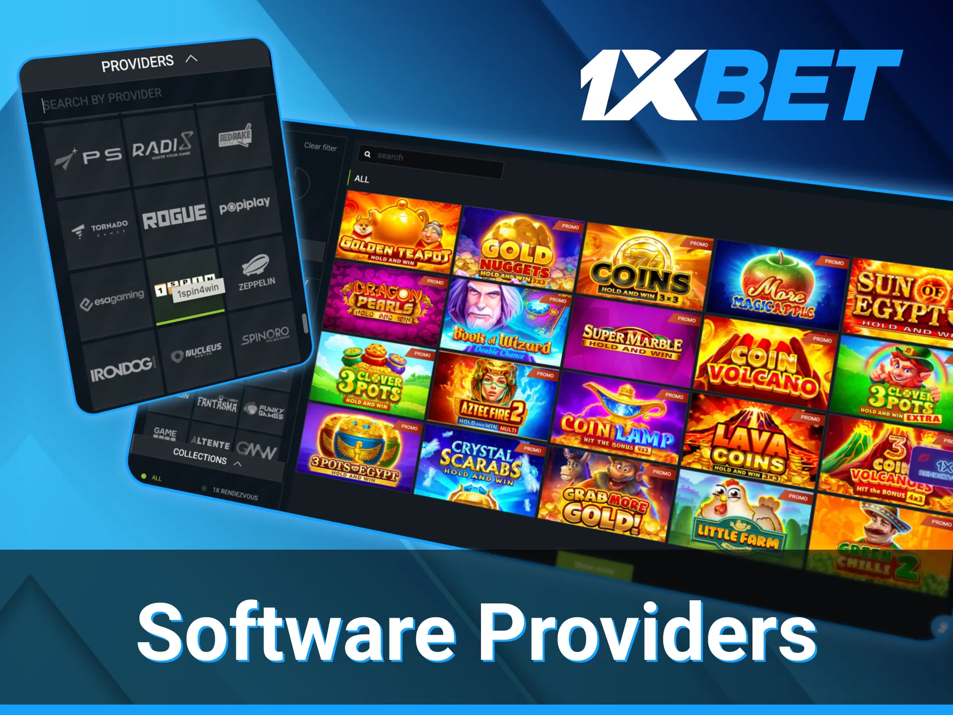 1xBet casino platform cooperates with reliable providers.