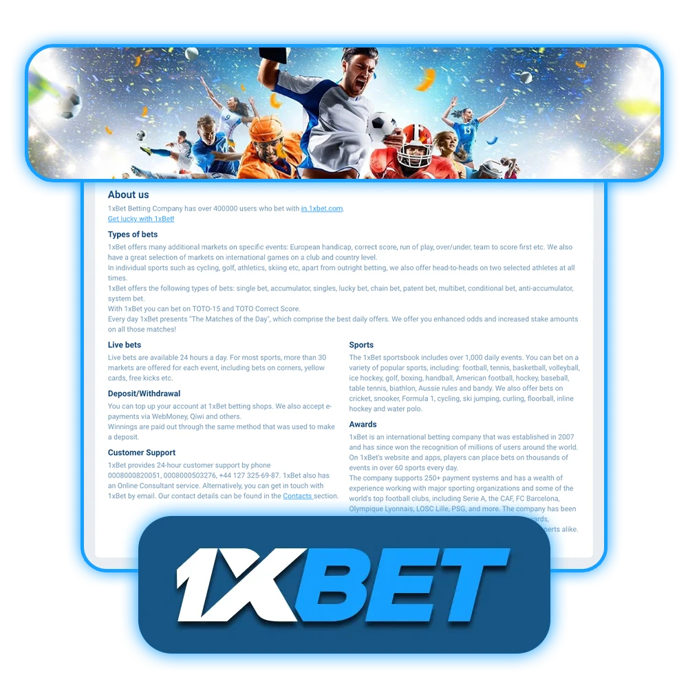 About 1xBet platform.