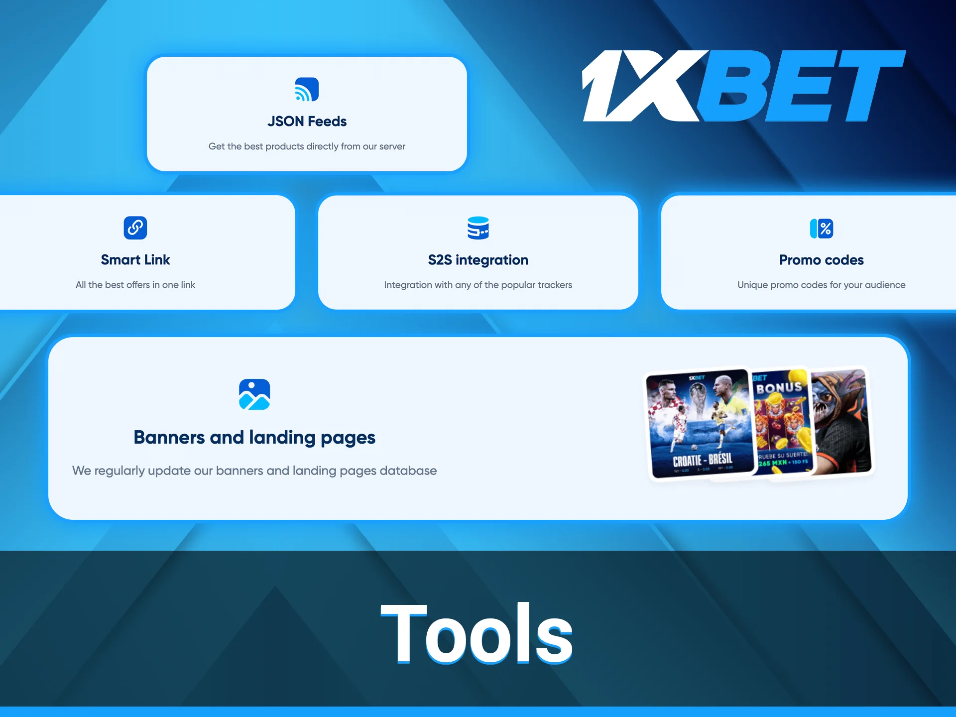 Various marketing tools are available for 1xBet affiliates to help them refer clients.