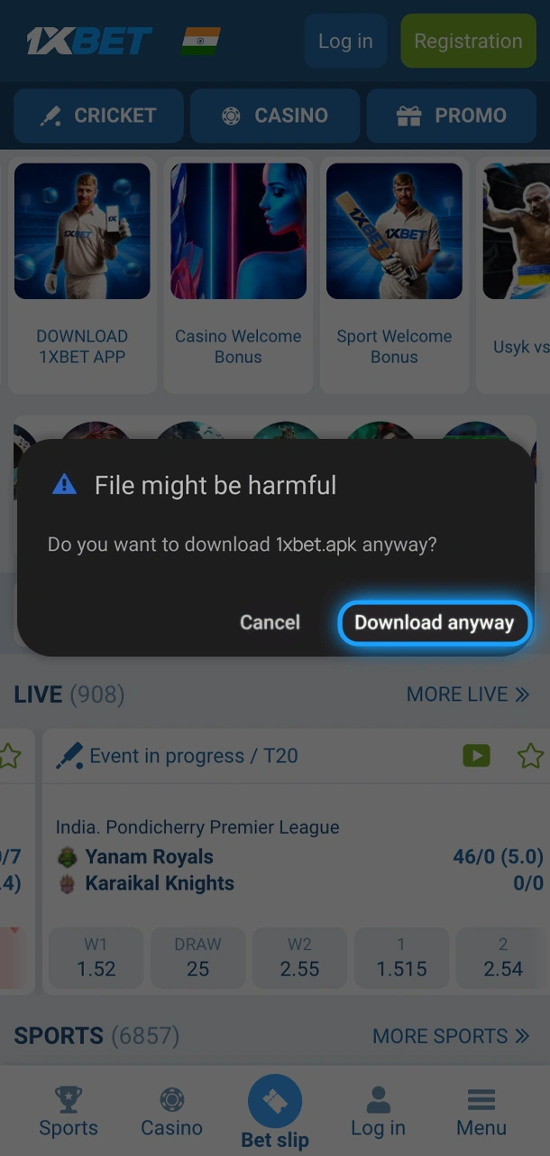 Adjust the settings of your device to allow the installation of the 1xBet app.