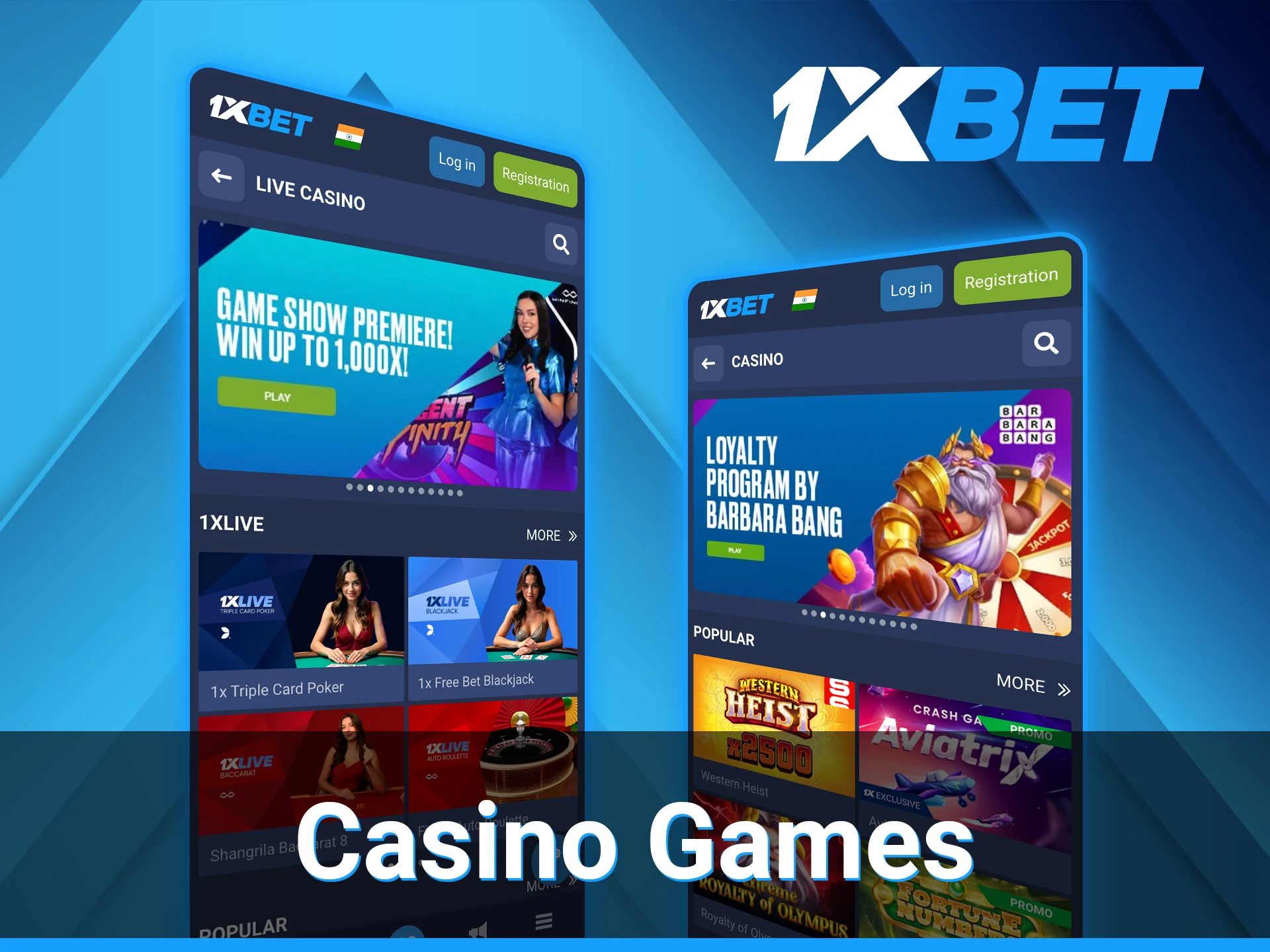 At 1xBet app you can find a wide range of games.