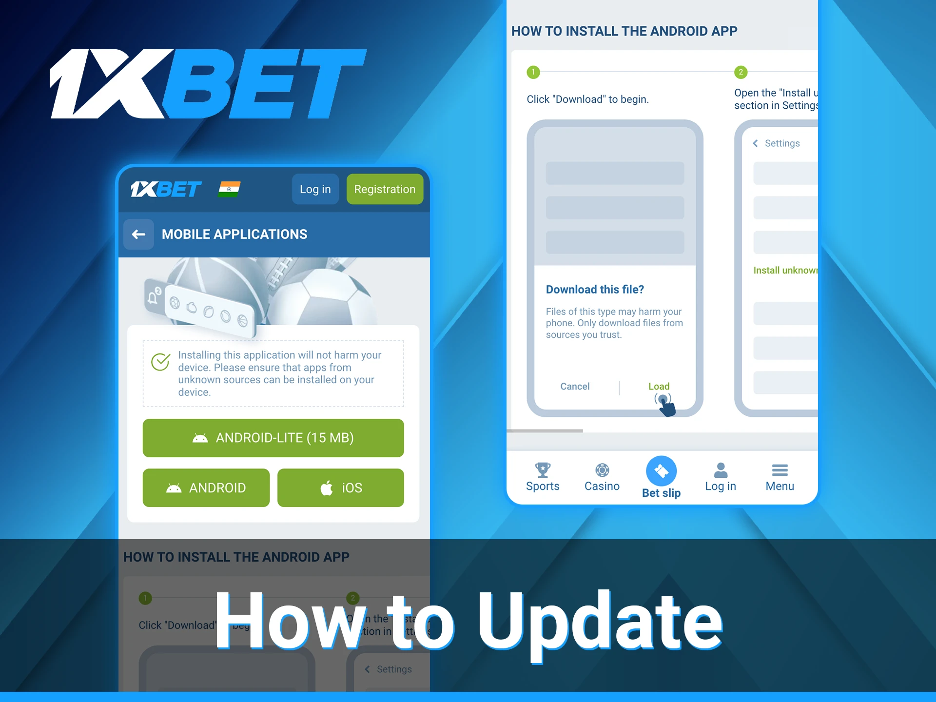 Updating the 1Xbet application is easy on both Android and iOS devices.