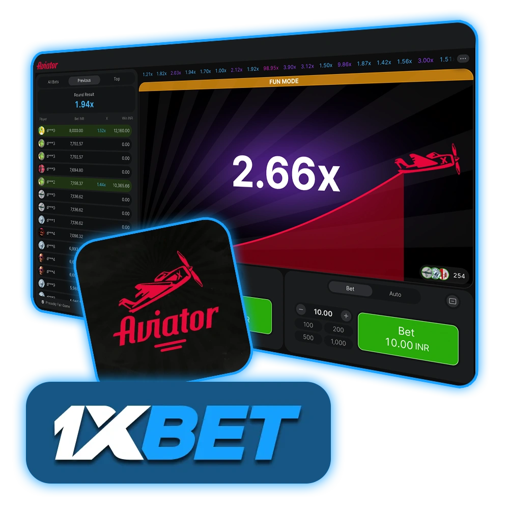 Try your luck with the Aviator game at 1xBet.