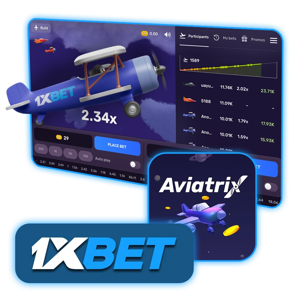 Play Aviatrix game at the 1xBet website.