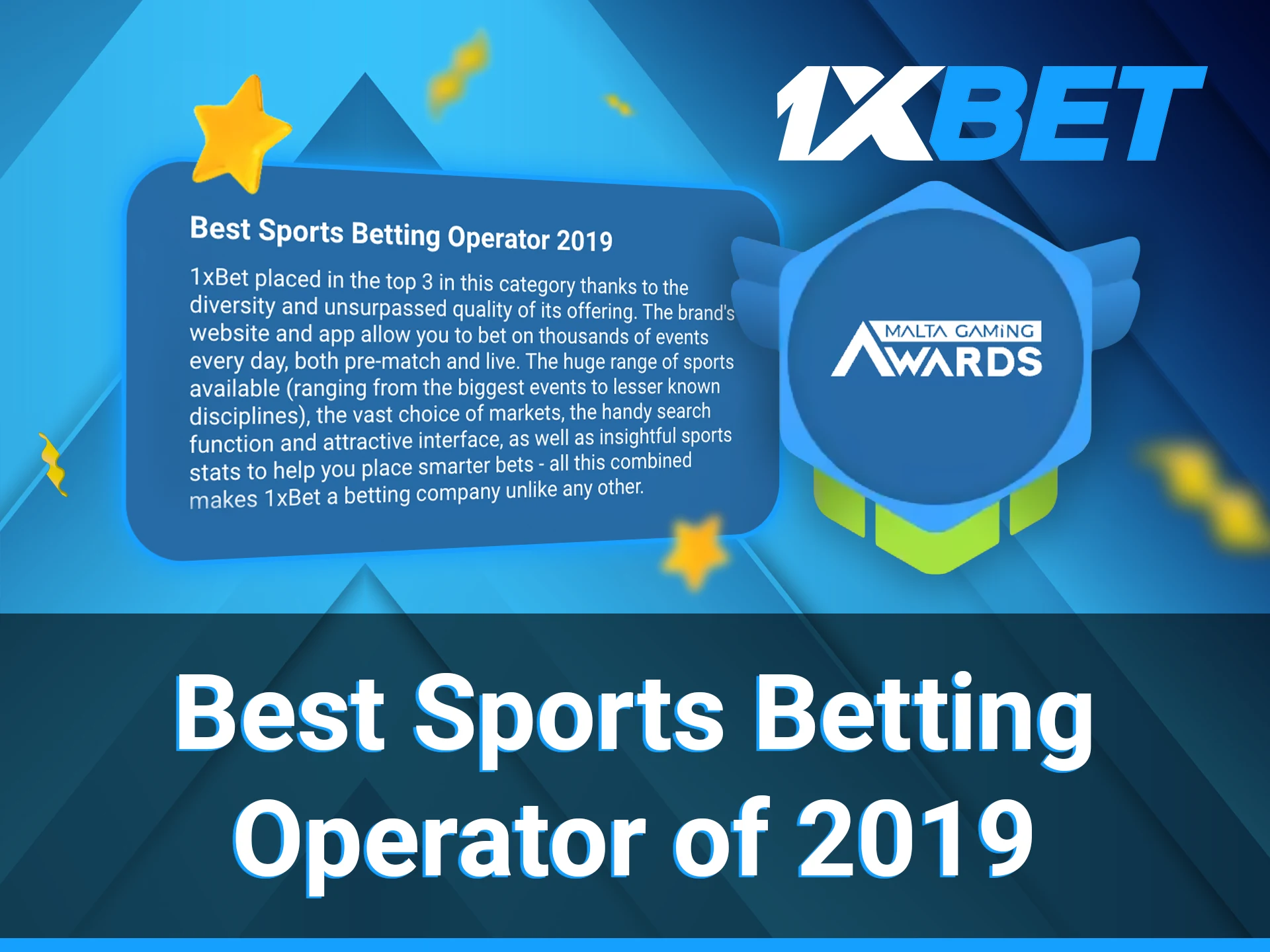 1xBet placed in the top three of the award.