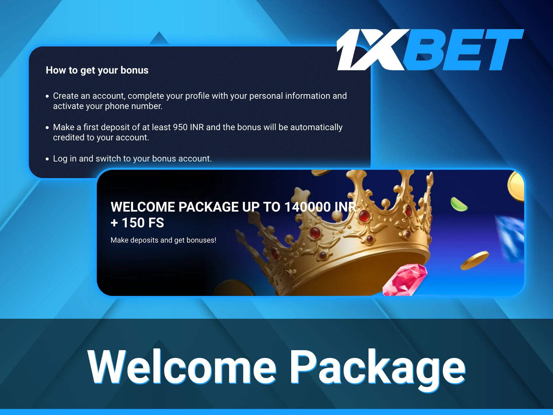 1xBet welcome package.