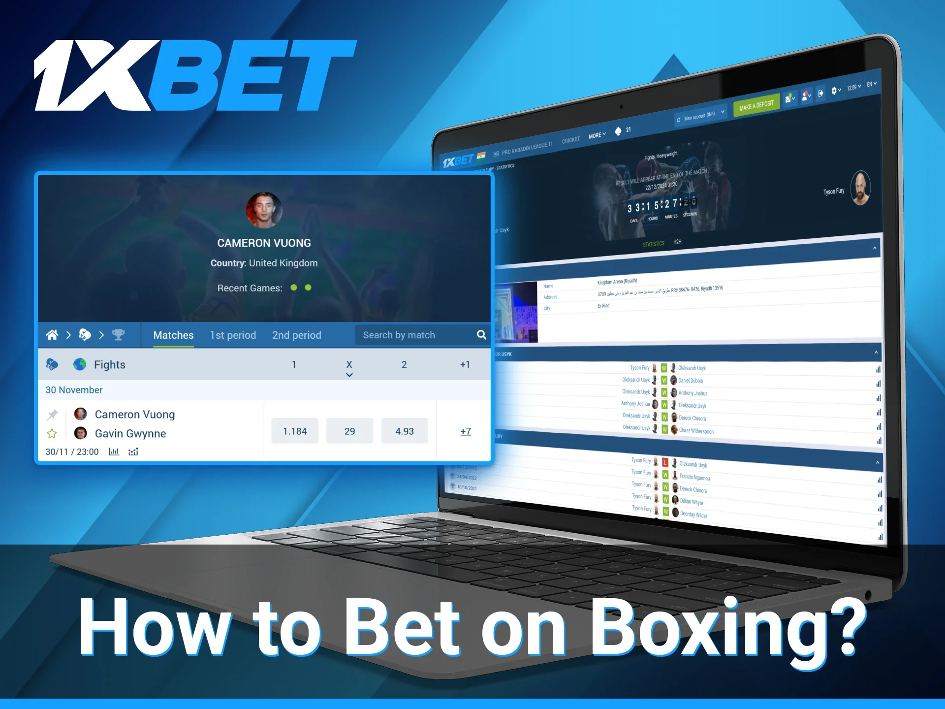 1xBet users can explore various boxing events and select the one they wish to place bets on.