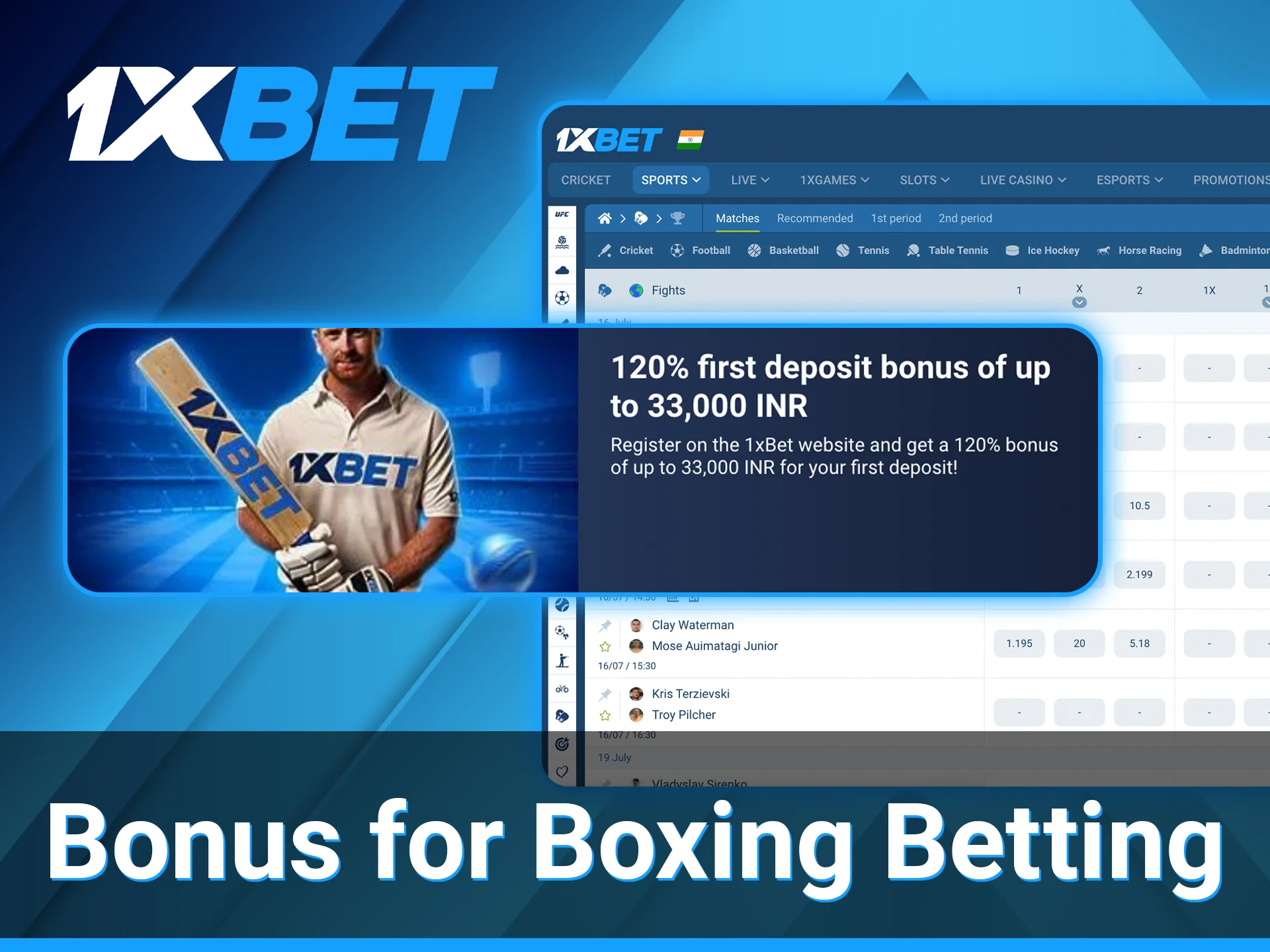 Boxing fans who want to start their betting journey at 1xBet can enjoy a 120% welcome bonus for the first deposit they make.