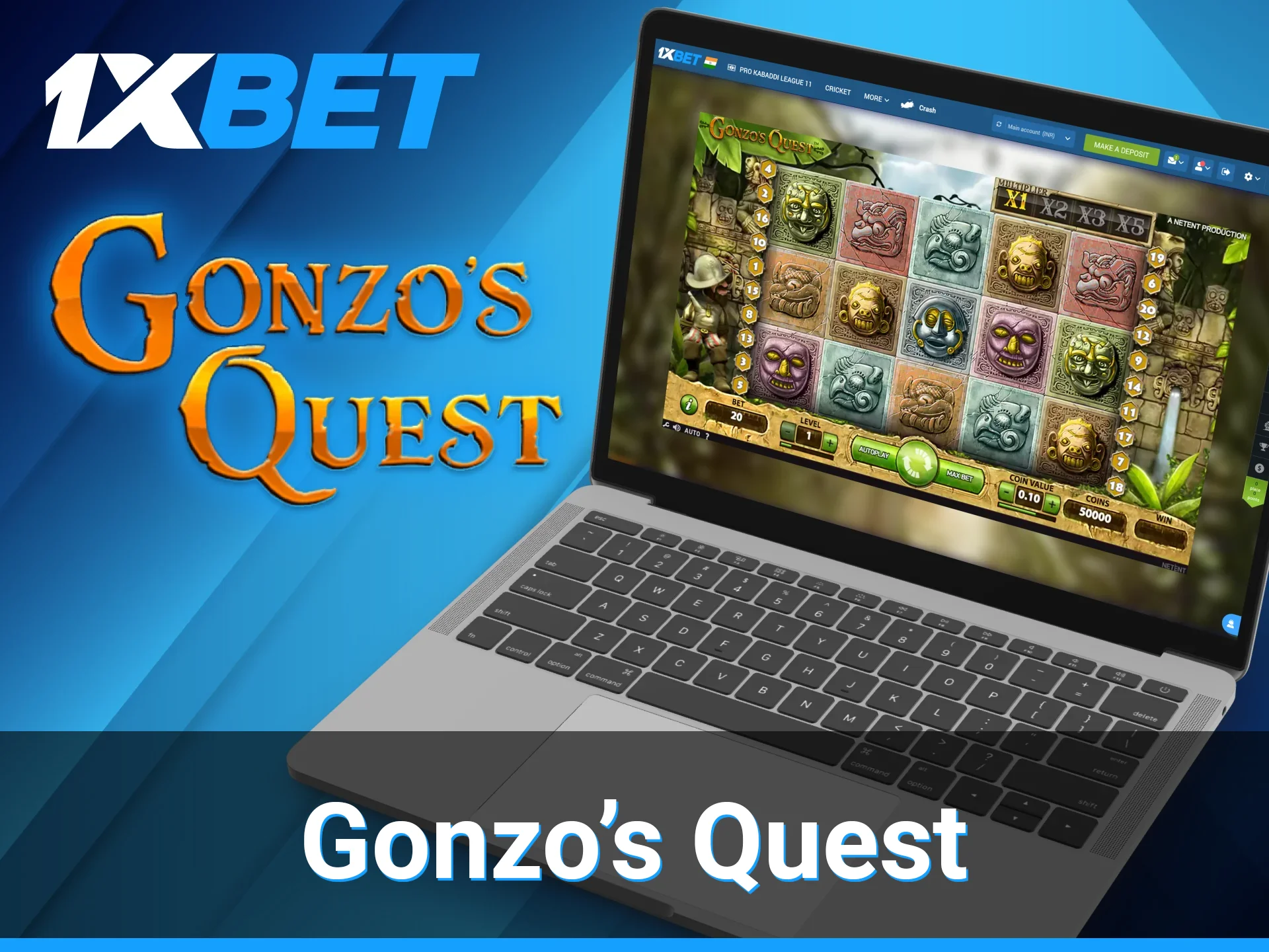 Potential multiple wins available for 1xBet players at Gonzo’s Quest game.