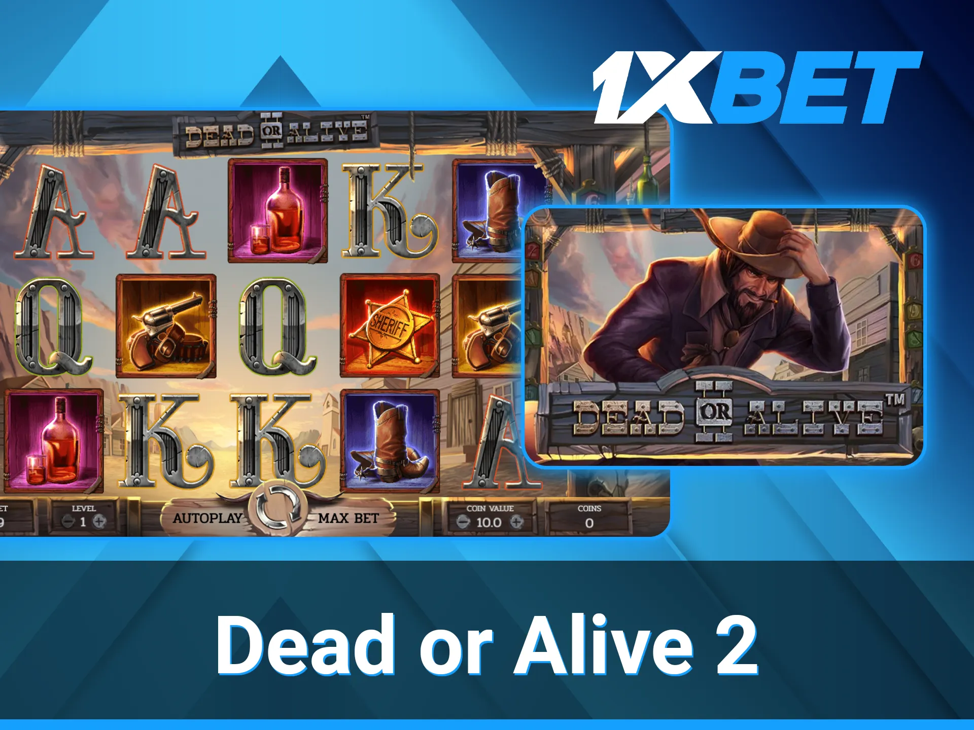 Players who enjoy Wild West theme, can explore Dead or Alive 2 game at the 1xBet platform.