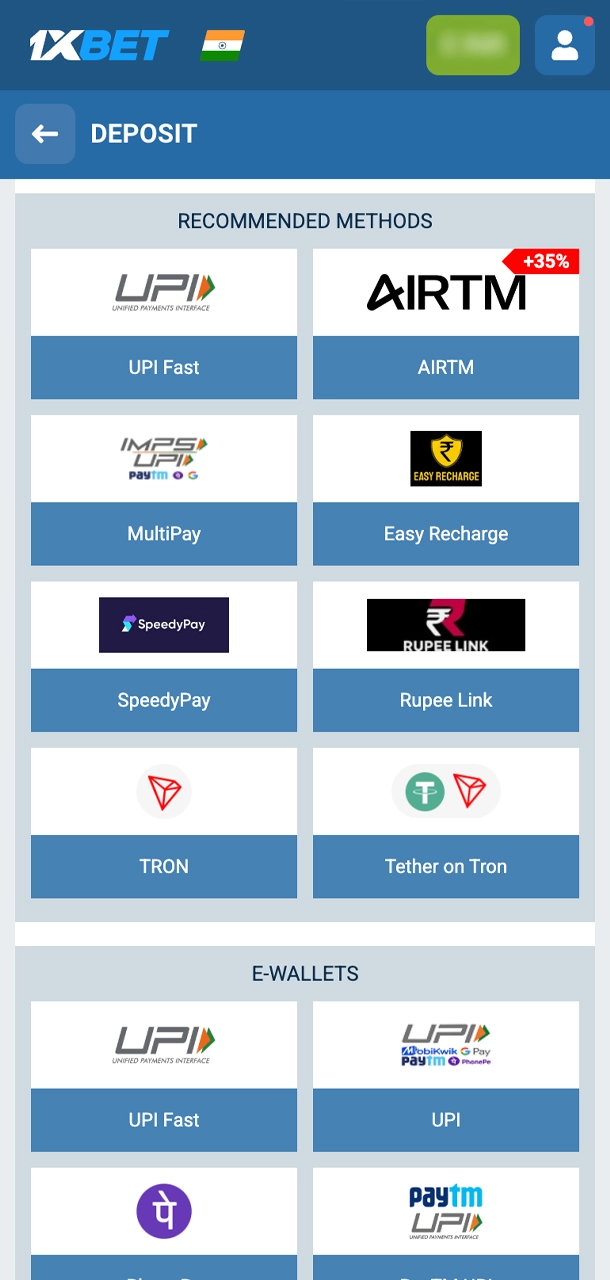 Choose your preferred payment system from available options.