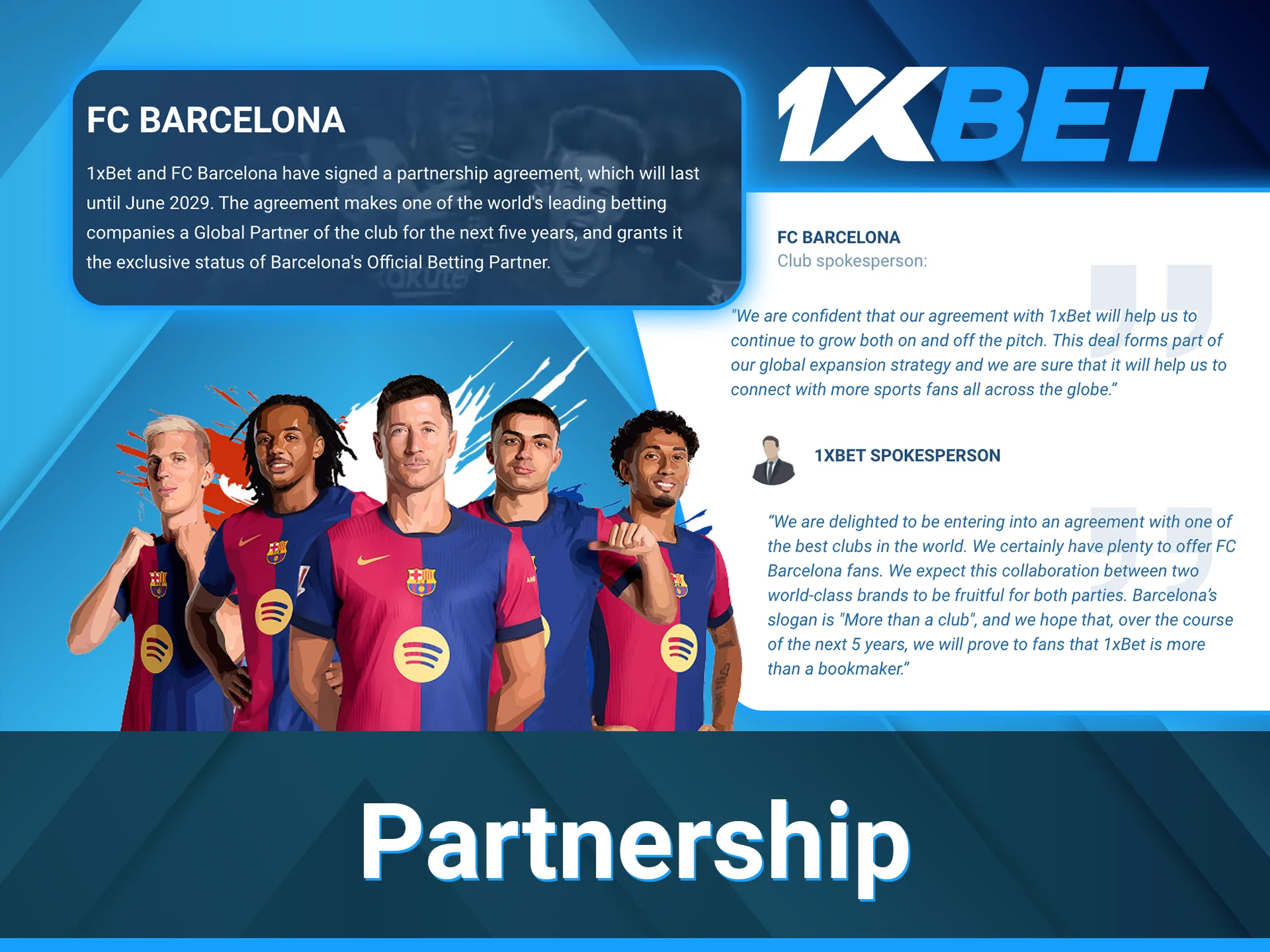 1xBet is delighted to extend its partnership with FC Barcelona.