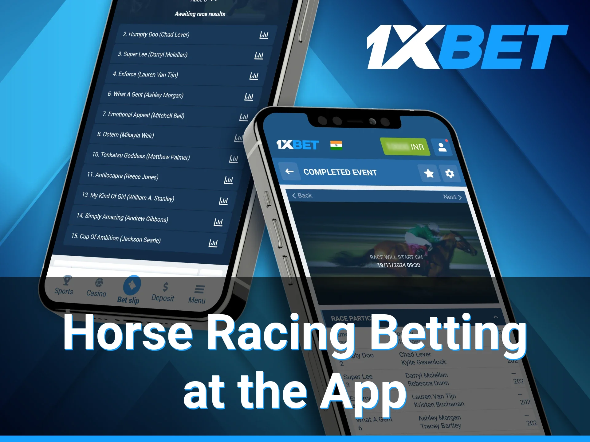 The 1xBet app is available to gamblers who want to place bets on horse races and access live events from their phones.