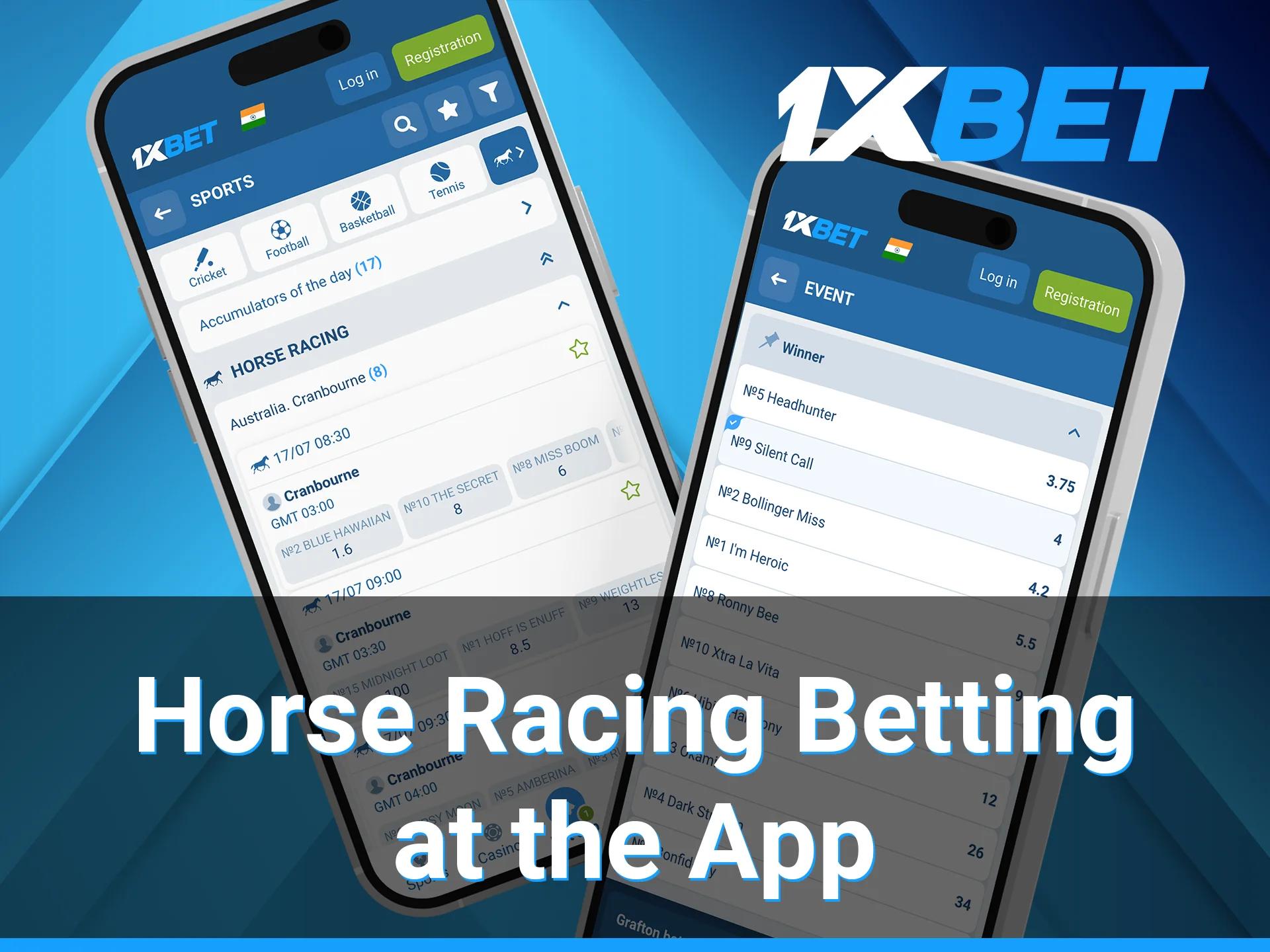 The 1xBet app is available to gamblers who want to place bets on horse races and access live events from their phones.