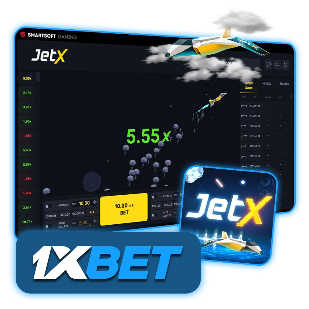 Enjoy playing the JetX game on the 1xBet website.
