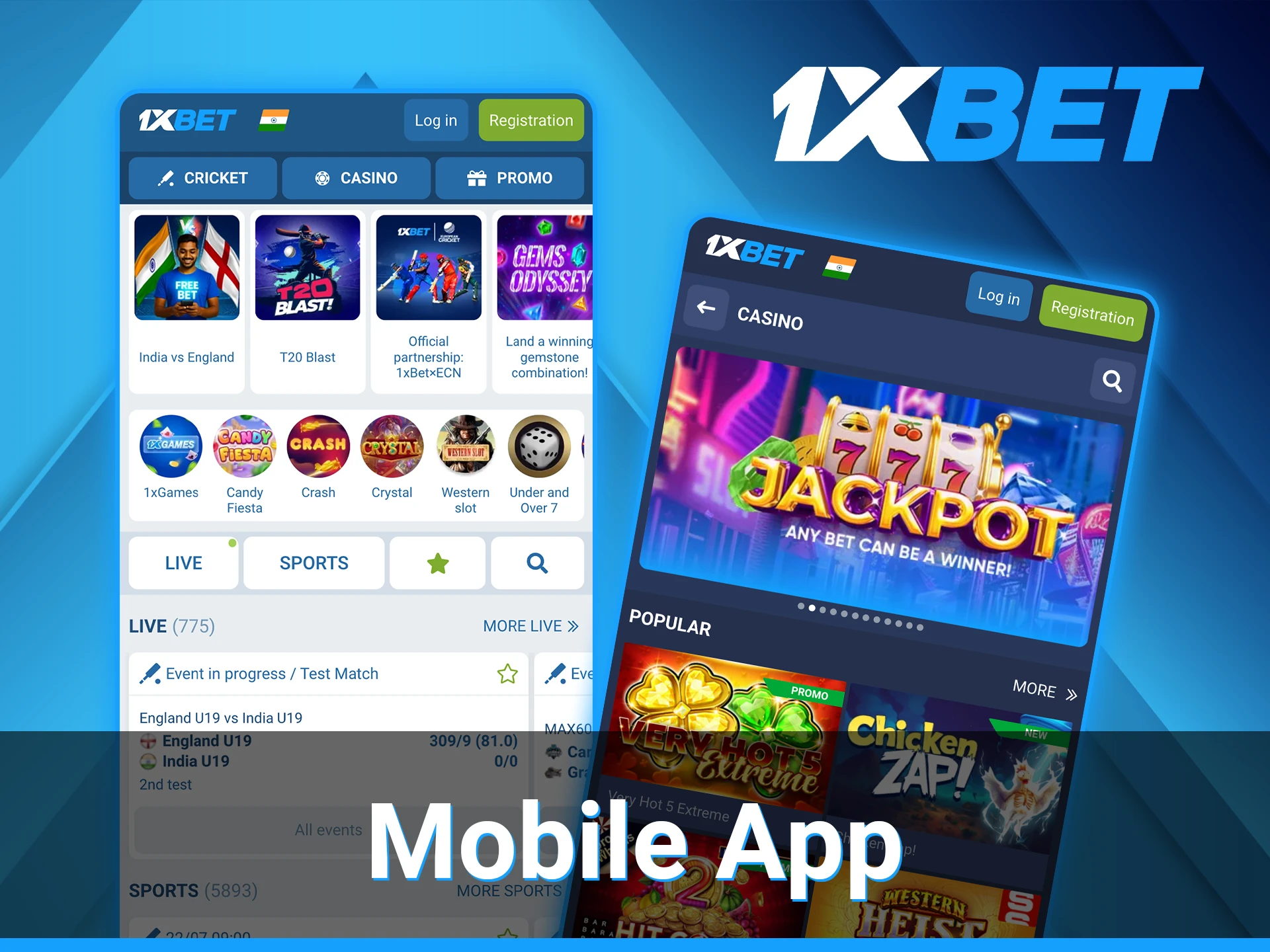 1xBet monile app section.