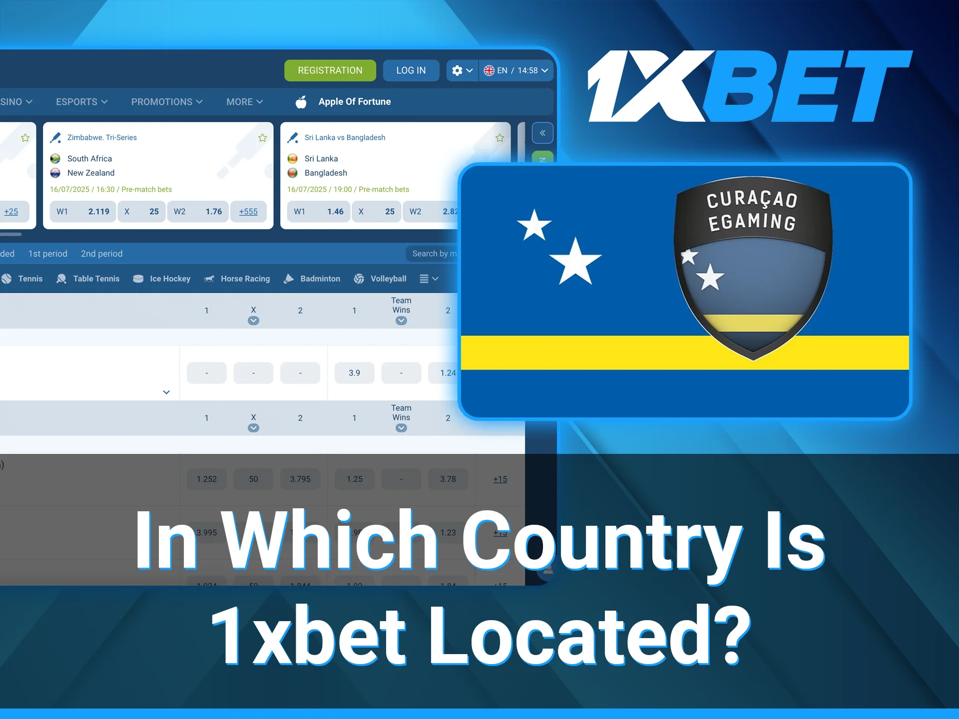 1xBet has a Curaçao eGaming license.