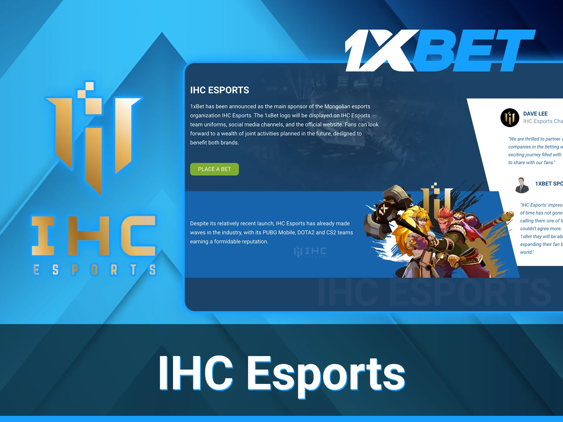 1xBet partnership with IHC Esports commitments to supporting growing esports markets.