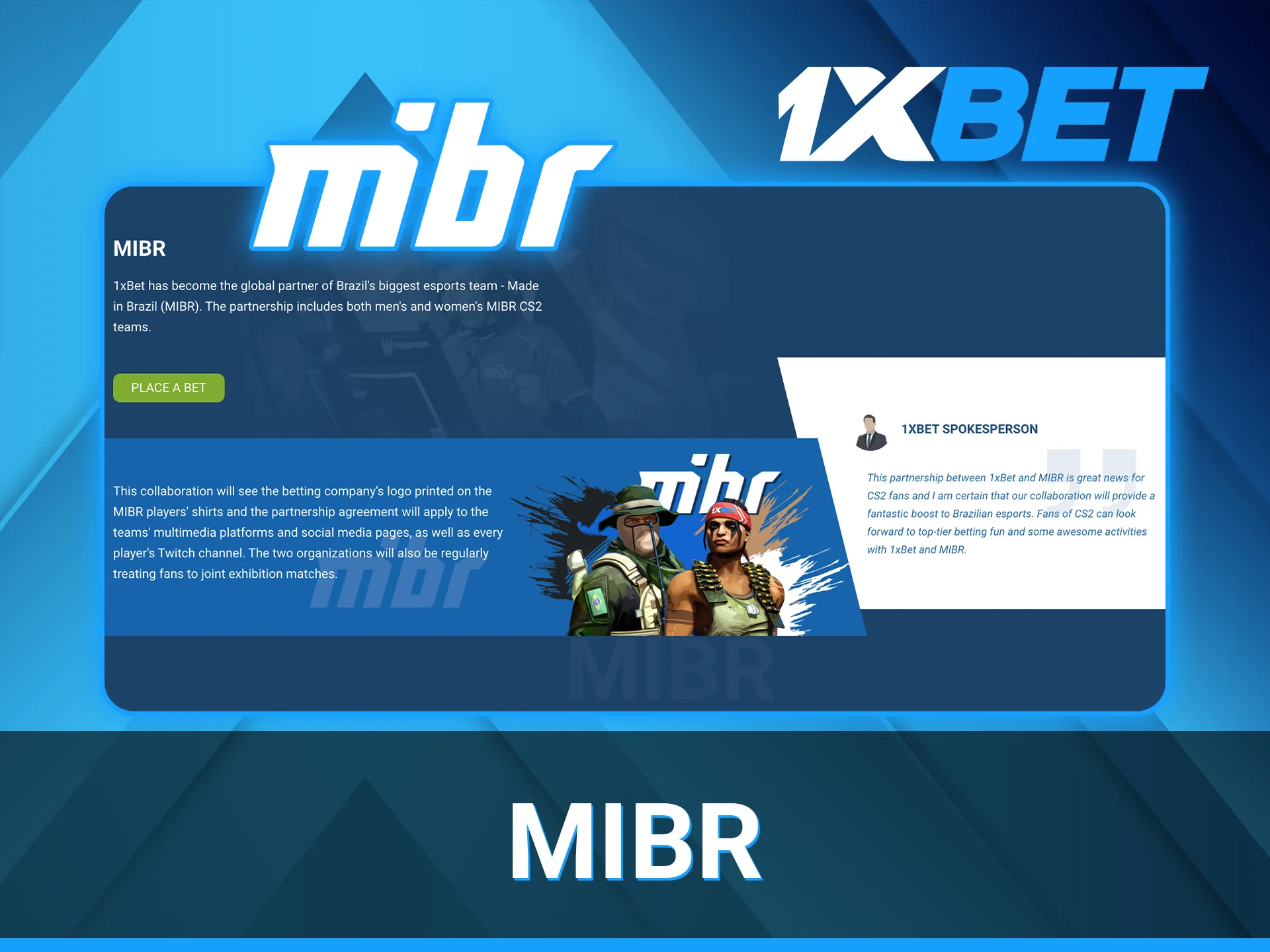 MIBR is one of the most famous esports organizations at 1xBet.