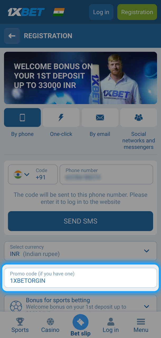 Make sure to use the 1xBet promo code at the final stage of signing up.