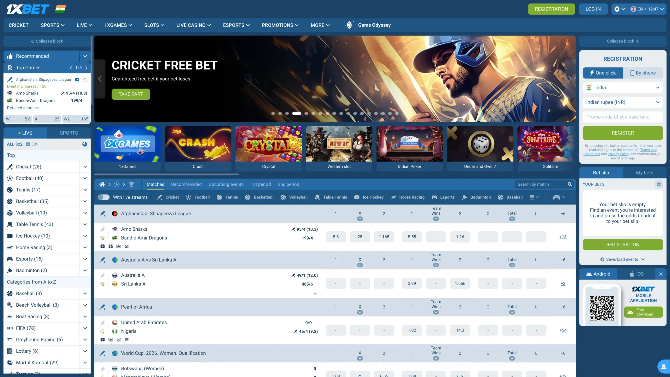 Go to the 1xBet website to create an account and start betting.