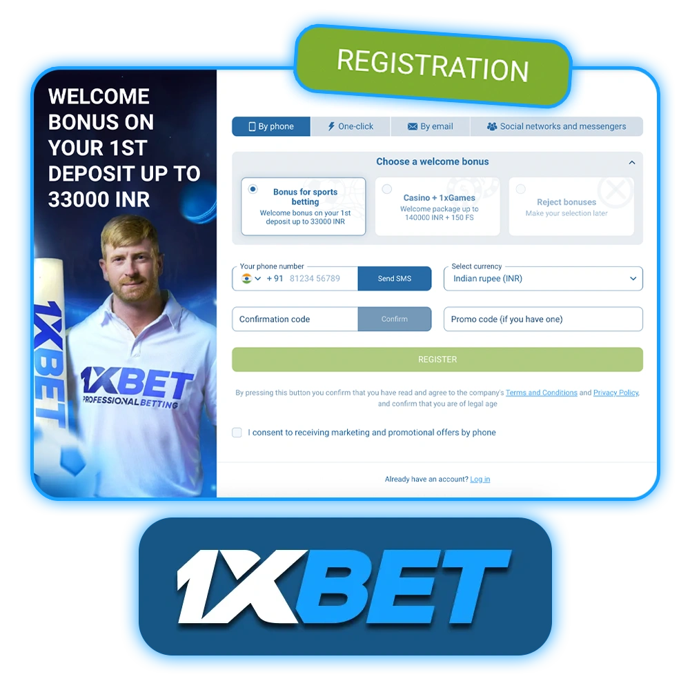 1xBet register and verify your account.