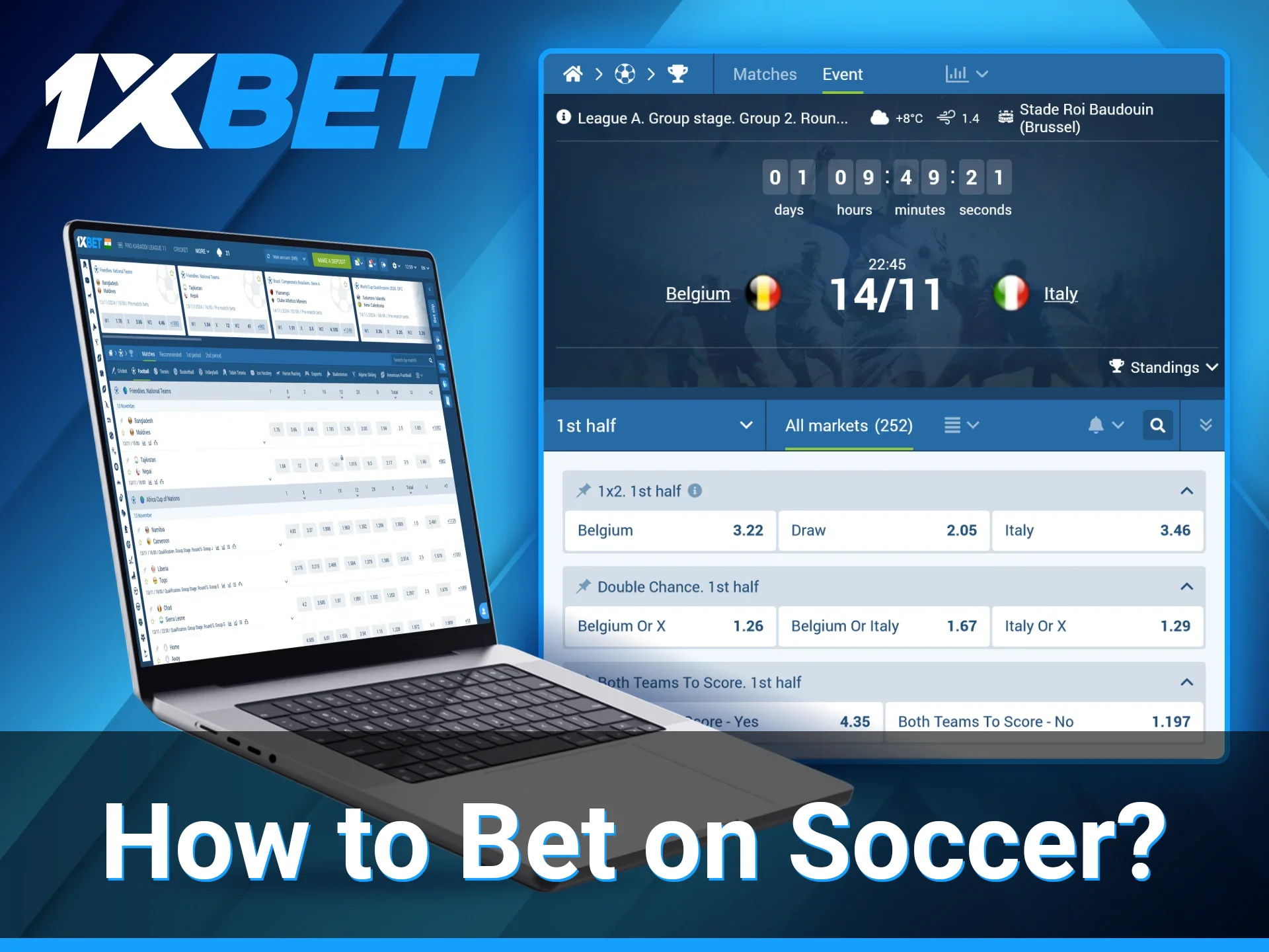 1xBet platform offers a wide range of betting possibilities for soccer fans.