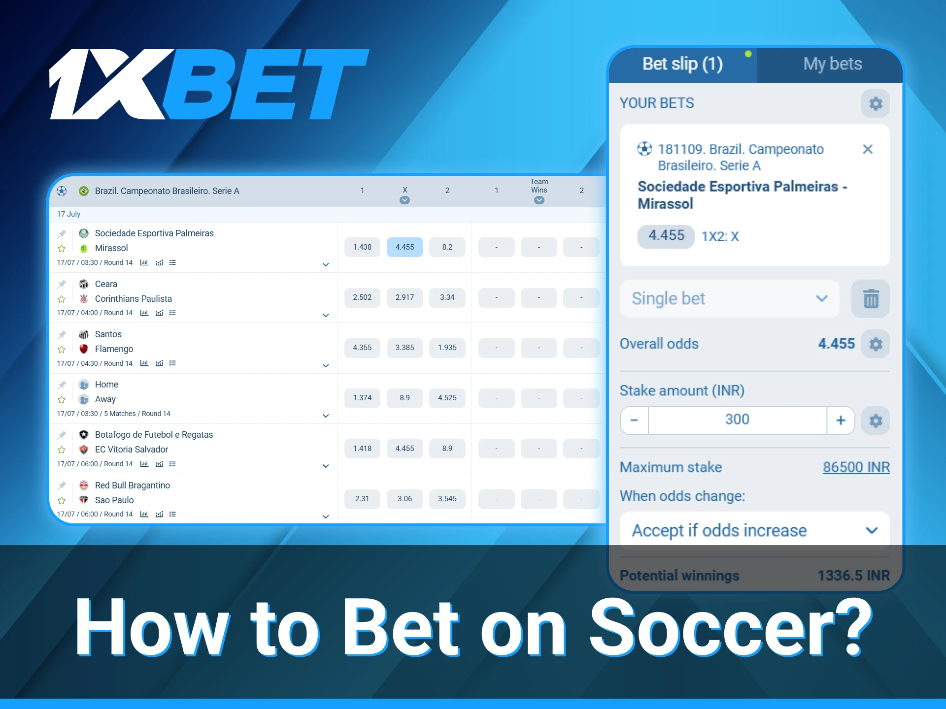 1xBet platform offers a wide range of betting possibilities for soccer fans.