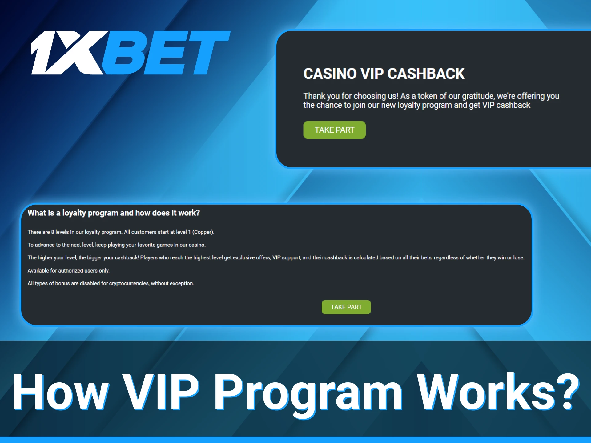 1xBet VIP Program starts when you placing a bet on sports.