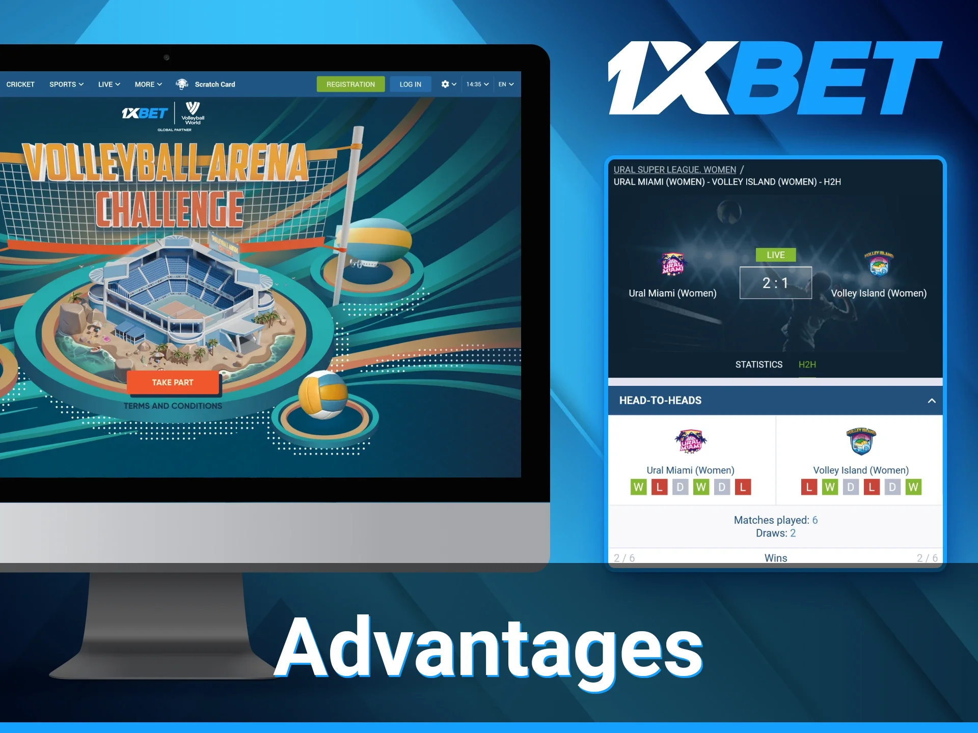1xBet is a great platform for volleyball betting with live results, statistics, and the Volleyball World partnership.